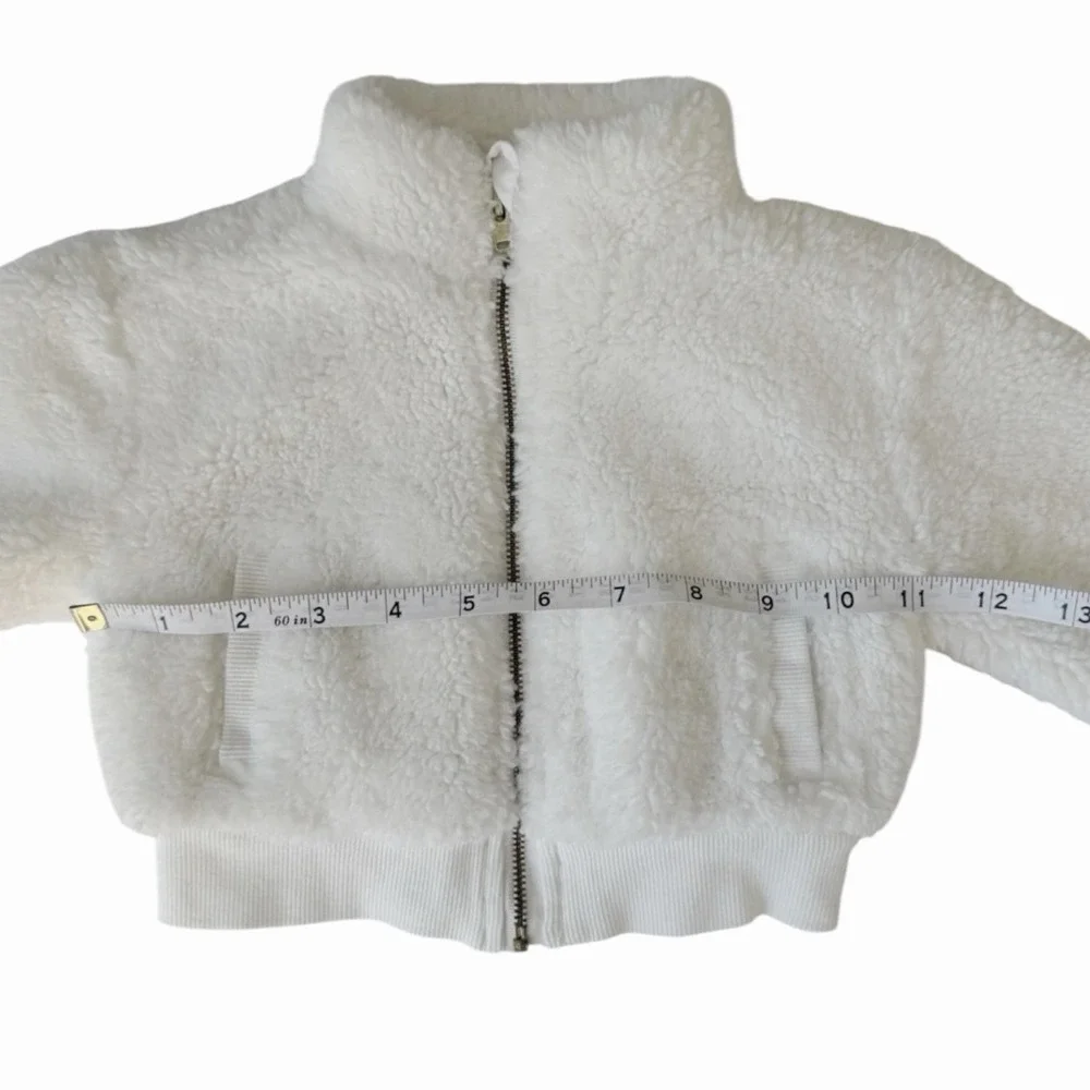 Janie and Jack Girls Sherpa Cropped Jacket Jet Ivory Size 6-12M